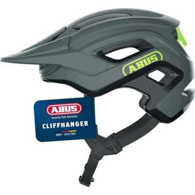 Abbildung von ABUS MTB Helm Cliffhanger Fahrradhelm für anspruchsvolle Trails mit großen Lüftungsöffnungen &amp; TriVider Riemensystem Damen und Herren Grau/Gelb, Größe L