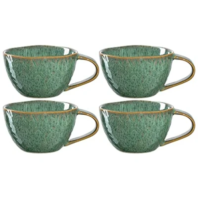 Abbildung von Leonardo Matera Kaffee Tassen 4 er Set, spülmaschinengeeignete Keramik Tasse, mikrowellenfeste Becher, aus Steingut, grün 290 ml, 018589