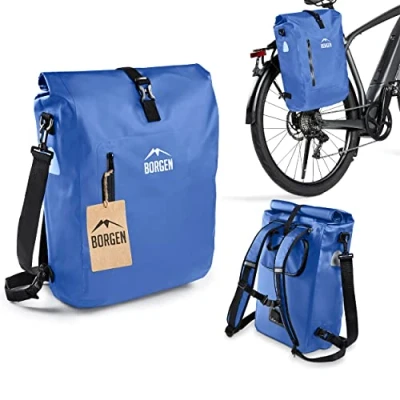 Abbildung von Borgen 3in1 Fahrradtasche für Gepäckträger wasserdicht Verstärkte Träger (Neuerung 2023) Verwendbar als Fahrradrucksack, Gepäckträgertasche, und Rucksack