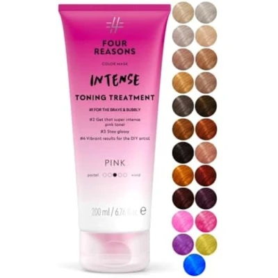 Abbildung von Four Reasons Color Mask INTENSE Pink (27 Colors) Intensive Toning Treatment Depositing Conditioner Semi Permanent Hair Dye for Lightened and Colored 100% Vegan, 6.76 fl oz