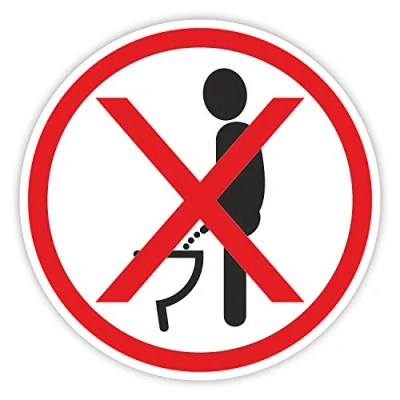 Abbildung von Toiletten Aufkleber Bitte im Sitzen pinkeln Ø 5 cm I WC Deckel Sticker mit Piktogramm für Badezimmer Klodeckel Gäste Wand hin_299