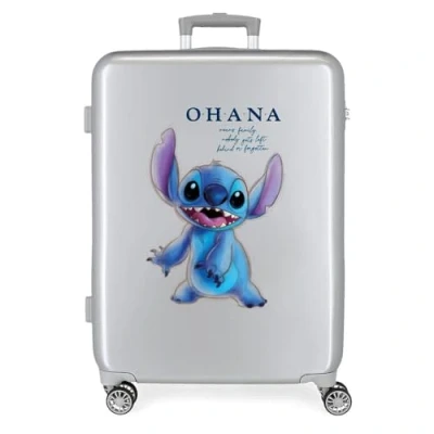 Abbildung von Disney 100 Stitch Mittelgroßer Koffer, Grau, 48 x 70 26 cm, starres ABS, integrierter TSA Verschluss, 81 l, 2 kg, 4 Doppelräder
