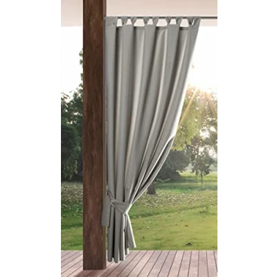 Abbildung von Eurofirany Garden Outdoorvorhäng mit Schlaufenschal 1 STK. Abnehmbaren Schlaufen, Sonnenschutz Sichtschutz Winddicht Wasserdicht Vorhäng für Pavillon Terrasse Pergola, 155x220 cm, Hellgrau