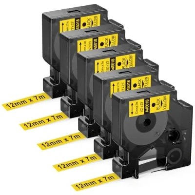 Abbildung von Upwinning 45018 12mm x 7m Kompatibel Dymo D1 Etikettenband Gelb S0720580, als Ersatz für Schwarz auf LabelManager 160 210D 260P 280 360D 420 LabelPoint 150