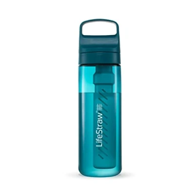Abbildung von LifeStraw Go Serie BPA freie Trinkflasche mit Wasserfilter 650ml für Reisen und den täglichen Gebrauch entfernt Bakterien, Parasiten, Mikroplastik + verbessert Geschmack, Laguna Teal (petrol)