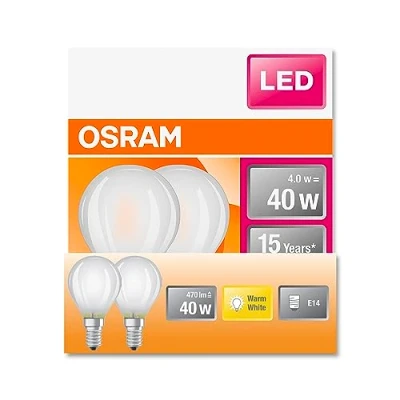 Abbildung von OSRAM LED Star Classic P40 Lampe für E14 Sockel, Tropfenform, GL FR, 470 Lumen, warmweiß (2700K), Ersatz herkömmliche 40W Glühbirnen, nicht dimmbar, 6er Pack