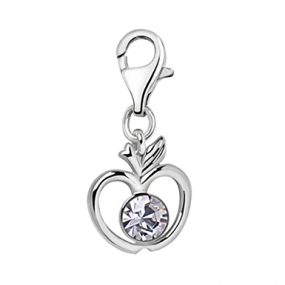 Abbildung von Quiges Charm Anhänger Weiß Zirkonia Apfel Form 925 Silber mit Karabinerverschluss für Bettelarmband