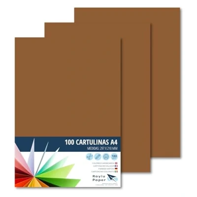 Abbildung von RAYLU PAPER Tonpapier A4, 100 Stück Kartonpapier 180g/m², 210 x 297 mm, professionelle farbige Kartons für Büro, Kopierpapier, Buntes Papier zum Basteln (Braun)