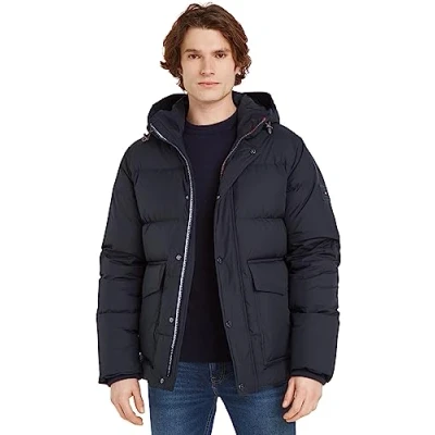Abbildung von Tommy Hilfiger Herren Daunenjacke Winter, Blau (Desert Sky), XXL