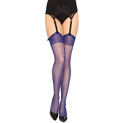 Abbildung von Merry Style Strapsstrümpfe für Damen transparent Strümpfe Strumpfhalter Strapsstrumpfhose MS 226 15 DEN (Cobalt, M L (40 44))