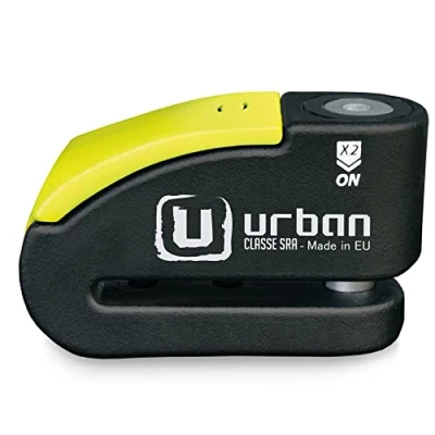 Abbildung von URBAN 999 Hi Tech Bremsscheibenschloss mit Alarm 120dB ON/OFF Empfindlichkeit A+, Maximale Sicherheit SRA Zulassung, Doppelverriegelung ø14mm, Optionale Halterung, Motorradschloss