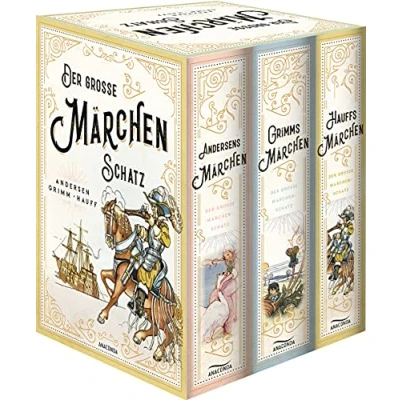 Abbildung von Der große Märchenschatz (Andersens Märchen Grimms Hauffs Märchen) (3 Bände im Schuber): Schmuckkassette mit Goldfolienprägung, illustriert, für Märchenliebhaber und Sammler