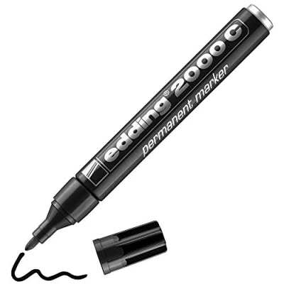 Abbildung von edding 2000 C Permanentmarker schwarz 1 Stift Rund Spitze 1,5 3 mm schnell trocknender Permanent Marker wasserfest, wischfest für Karton, Kunststoff, Holz, Metall Universalmarker