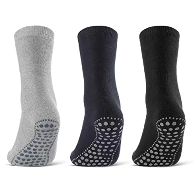 Abbildung von 3 oder 6 Paar ABS Socken Herren Damen Anti Rutsch Baumwolle 8600 WP (Schwarz Blau Grau 35 38)