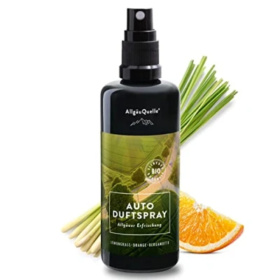 Abbildung von AllgäuQuelle® Auto Duftspray Der Bio Duft als natürlicher Duftspender mit Lemongrass, Orange u. Bergamotte ideales Zubehör für Innenraum und Wohnmobil