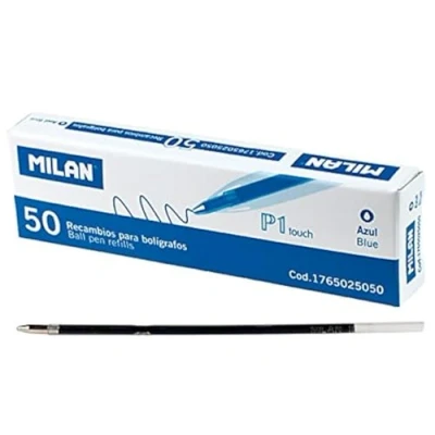 Abbildung von MILAN Packung mit 50 Ersatzminen P1 Touch blau