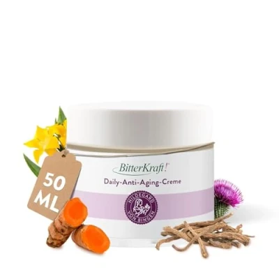 Abbildung von BitterKraft! Anti Aging Gesichtscreme nach Hildegard von Bingen Natürliche Feuchtigkeitsspendende Tagescreme mit Bitterkräutern 60 ml 100% Natur
