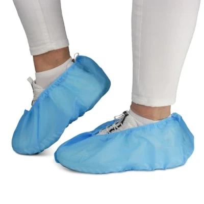 Abbildung von 100 ARNOMED PP Schuhüberzieher Einweg, Blaue Überziehschuhe mit Anti Rutsch Sohle, rutschfeste ABS Überzieher Schuhe, Schuhschutz Überzug bis Gr 47, Maße: 17x40cm, robuste Überschuhe für die Baustelle