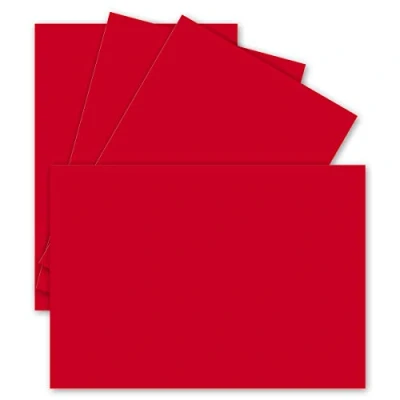 Abbildung von 50 Einzel karten DIN A6 10,5 x 14,8 cm 240 g/m² Rot Tonkarton Bastelpapier Bastelkarton Bastel blanko Postkarten
