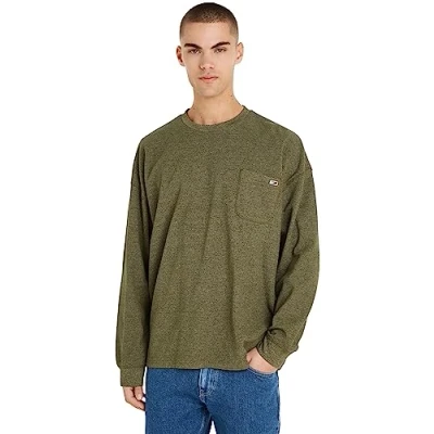 Abbildung von Tommy Jeans Longsleeve RLX Waffle SNIT Strickpullover grün, Herren, Größe: Large, Grün