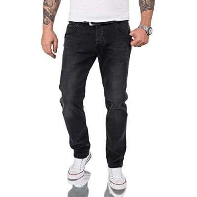 Abbildung von Rock Creek Herren Jeans Regular Fit Stretch Männerhose Herrenjeans Denim Hosen Herrenhose Straight Cut Stonewashed RC 2157 Schwarz W30 L30