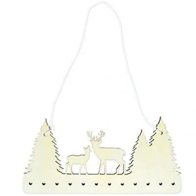 Abbildung von Papierdrachen Aufhängung für Adventskalender Geschenke aus Holz in naturfarben und schwarz Weihnachtskalender zum Selbstbasteln kombinierbar mit Stoffsäckchen Geschenkpapier Wald Set 1