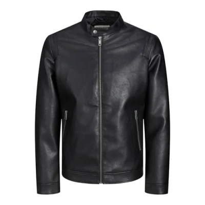 Abbildung von Jack &amp; Jones Jjerocky Clean Jacket Kunstlederjacke, Herren, Größe: 4XL, Black