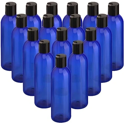 Abbildung von Belle Vous 16 Stück Plastikflaschen zum Befüllen Blau 240ml Liquid Flaschen mit Disc Top Flip Cap Klappdeckel Herausdrücken Leere Reiseflaschen für Kosmetik, Shampoo, Duschgel