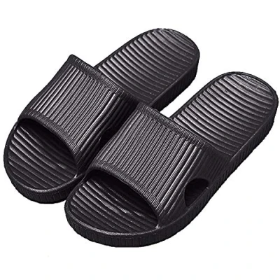 Abbildung von APIKA Frauen Und Männer Anti Rutsch Hausschuhe Innengebrauch Im Freien Bad Sandale Soft Foam Sole Pool Schuhe Haus Heim Rutsche(Schwarz,40/41 EU)