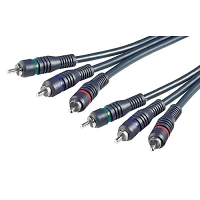 Abbildung von PremiumCord Cinch Kabel HQ, 3x RCA Stecker auf Stecker, Qualität Audio Video Verbindungskabel, Stereo, für TV, Handys, MP3, HiFi, Farbe schwarz, 5m, kjackcmm3hq 5
