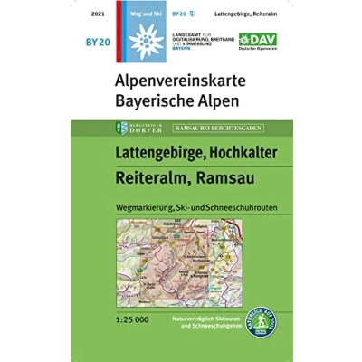 Abbildung von Lattengebirge, Reiteralm, Ramsau: Topographische Karte 1:25.000 mit Wegmarkierung, Ski und Schneeschuhrouten (Alpenvereinskarten)