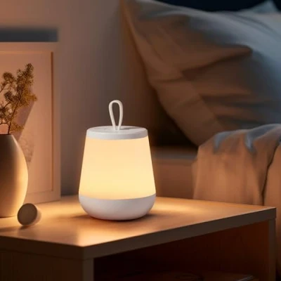 Abbildung von LED Nachttischlampe Touch Dimmbar mit Fernbedienung, NachtLicht Kinder Stilllicht Dimmbar, Warmlichtmodus un 16 Farben RGB Farbverlauf, Kabellos für Schlafzimmer, Kinderzimmer