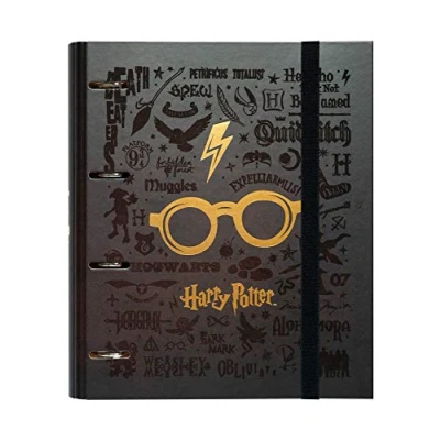 Abbildung von Grupo Erik Ringordner A4 Schmal 4 Ringe Ordner Blitz und Brille Harry Potter Aktenordner Ringbuch Büro Zubehör Schul