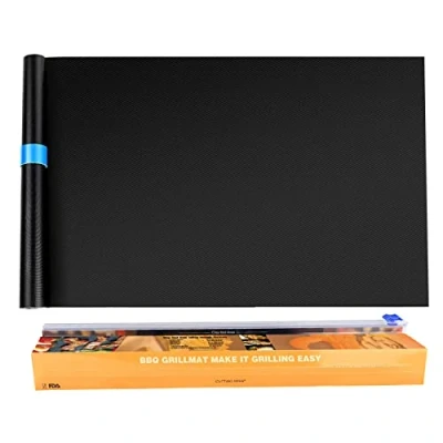 Abbildung von Homealexa BBQ Grillmatte für Gasgrill 40x300cm Übergroße Zuschneidbar Jede Größe Grillplatte Wiederverwendbar Backpapier Antihaft Teflon Backfolie PFOA frei Holzkohle Backofen Weber Grill