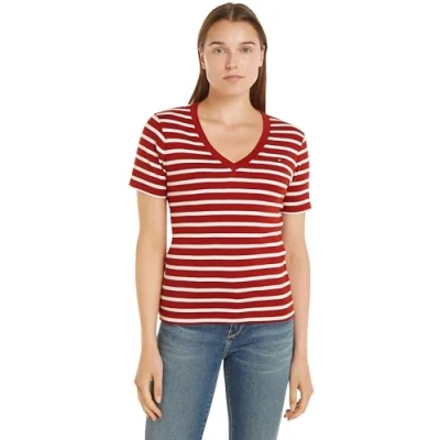 Abbildung von Tommy Hilfiger SLIM CODY Tshirt basic, Damen, Größe: XL, Breton/dark magma/ecru