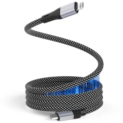 Abbildung von Magtame Magnetisches USB C zu Lightning Kabel Coiled, 1,5 M / 5 Fuß MFi zertifiziertes Typ Kabel, i Phone Schnellladekabel für 14 13 12 11 Pro Max XR XS X 8 Plus SE