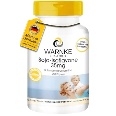 Abbildung von Soja Isoflavone Kapseln 35mg 250 Ohne Gentechnik mit Vitamin E Großpackung Warnke Vitalstoffe Deutsche Apothekenqualität