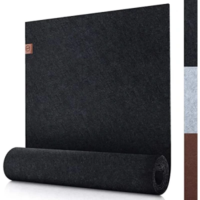 Abbildung von Sidorenko moderner Tischläufer aus Filz anthrazit 100x30cm Abwaschbare Tischdecke mit Leder Label Skandinavischer Tischband Deko Tisch Filzläufer für draußen grau