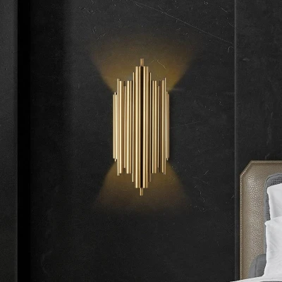 Abbildung von Wandleuchte Lillari B18xH40cm Metall Gold Menzzo