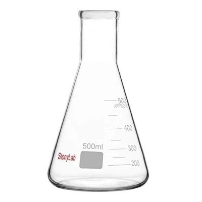 Abbildung von StonyLab 1er Pack 500ml Erlenmeyerkolben aus Glas, Schwere Wand und Schmalem Mund, Labor Kolben Erlenmeyer Flask mit Robustem Rand (500 ml, Passend für 8# Gummistopfen)