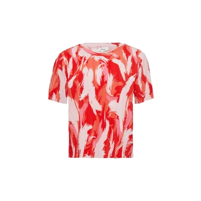Abbildung von s.Oliver Plissiertes MIT Allover Tshirt print, Damen, Größe: 36, Preiselbeere