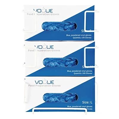 Abbildung von Vogue Einweg Handschuhspender, 3 Etagen, Weiß, Größe: 360 x 260 105 mm, wandmontierter Handschuhhalter, Lieferung mit Befestigungsmaterial, steriler GC960