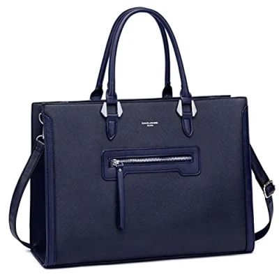 Abbildung von David Jones Damen Große Handtasche Frau Schule Büro Arbeit Aktentasche Henkeltasche PU Leder Viele Fächer Taschen Arbeitstasche Schultertasche Business Umhängetasche Tote Shopper Blau