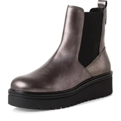 Abbildung von MARCO TOZZI Damen Chelsea Boots mit Plateau Reißverschluss, Silber (Gun Metal), 37 EU