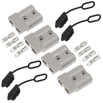 Abbildung von GTIWUNG Batterieanschluss 50A Stecker, 600V Anhängerkupplung für Seilwinde, Quick Connect Batterie Akku Steckverbinder Schnellanschluss Stecker mit Staubschutzkappen Auto, Wohnmobil, Wohnwagen