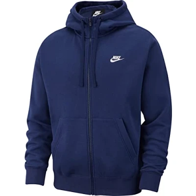 Abbildung von Nike Herren Hoodie mit Durchgehendem Reißverschluss Sportswear Club Fleece, Midnight Navy/Midnight Navy/White, XL, BV2645 410
