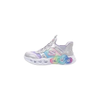 Abbildung von Skechers Mädchen Sneaker, Silberfarbener Synthetik Mehrfachbesatz