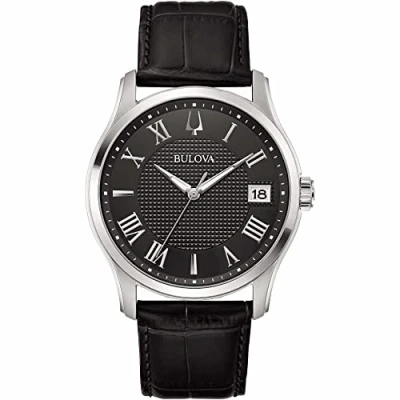 Abbildung von Bulova Herren Analog Quarz Uhr mit Leder Armband 96B390