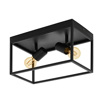 Abbildung von EGLO Deckenleuchte »SILENTINA«, 2 flammig, Leuchtmittel E27 ohne Leuchtmittel, Deckenleuchte, Industrial, Wohnzimmerlampe, Küchenlampe, Flurlampe