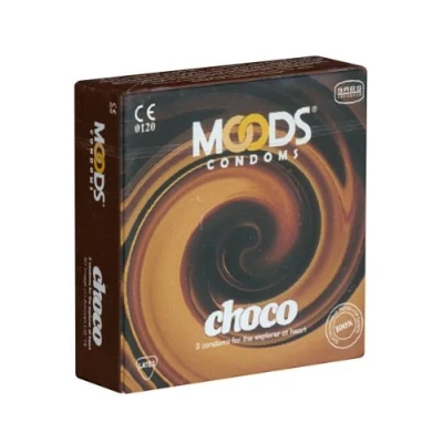 Abbildung von MOODS Choco Condoms 3 Kondome mit Schokoladen Aroma für köstliche Momente zu zweit